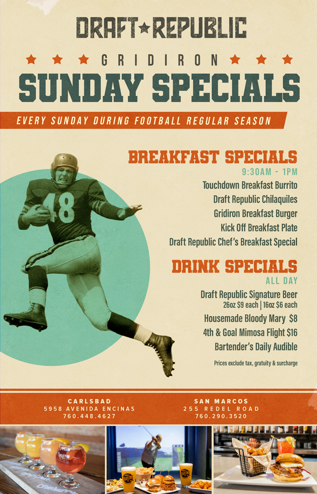 Sunday Football Specials text, letter